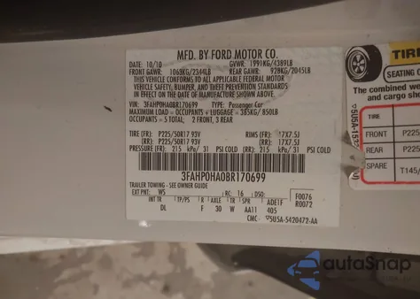 2011 Ford Fusion Se from USA, damaged, VIN 3FAHP0HAOBR170699